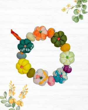 Mini Saree Pumpkin Wreath - Asha Project Kantha - Saree - Handmade