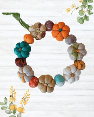 Mini Saree Pumpkin Wreath - Asha Project Kantha-Saree-Handmade