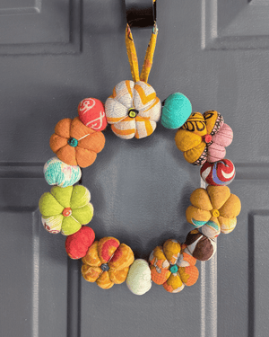 Mini Saree Pumpkin Wreath - Asha Project Kantha-Saree-Handmade