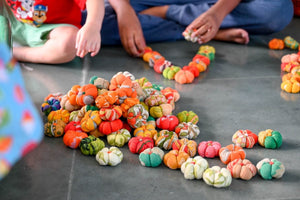 Mini Saree Pumpkin Wreath - Asha Project Kantha - Saree - Handmade