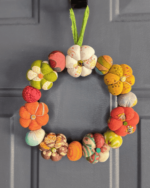 Mini Saree Pumpkin Wreath - Asha Project Kantha-Saree-Handmade