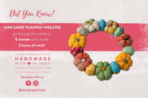 Mini Saree Pumpkin Wreath - Asha Project Kantha - Saree - Handmade