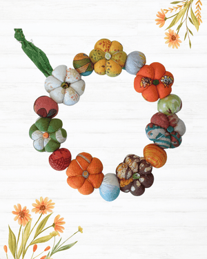 Mini Saree Pumpkin Wreath - Asha Project Kantha-Saree-Handmade