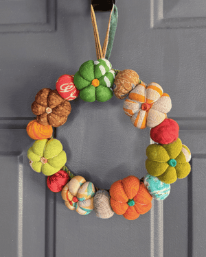 Mini Saree Pumpkin Wreath - Asha Project Kantha-Saree-Handmade