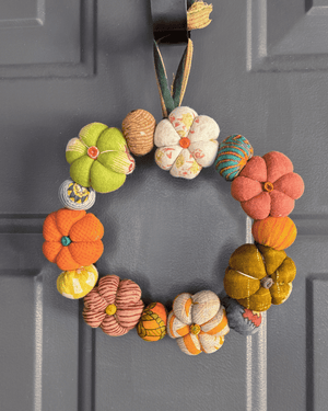 Mini Saree Pumpkin Wreath - Asha Project Kantha-Saree-Handmade