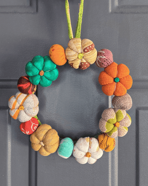 Mini Saree Pumpkin Wreath - Asha Project Kantha-Saree-Handmade
