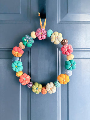 Mini Saree Pumpkin Wreath | Large - Asha Project Kantha-Saree-Handmade