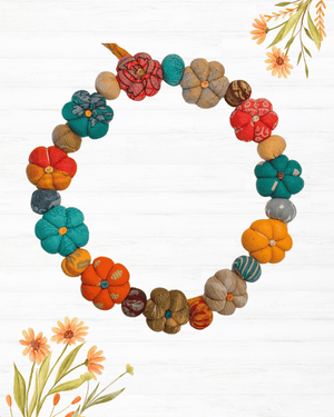 Mini Saree Pumpkin Wreath | Large - Asha Project Kantha-Saree-Handmade