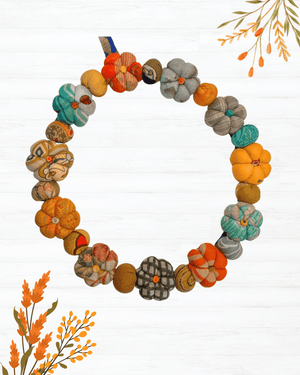 Mini Saree Pumpkin Wreath | Large - Asha Project Kantha-Saree-Handmade