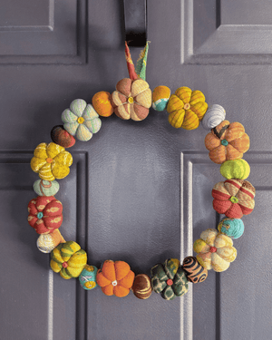 Mini Saree Pumpkin Wreath | Large - Asha Project Kantha-Saree-Handmade