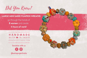 Mini Saree Pumpkin Wreath | Large - Asha Project Kantha-Saree-Handmade