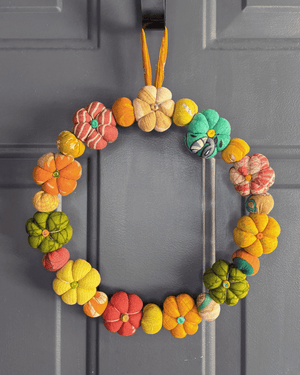 Mini Saree Pumpkin Wreath | Large - Asha Project Kantha-Saree-Handmade