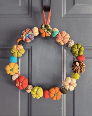 Mini Saree Pumpkin Wreath | Large - Asha Project Kantha-Saree-Handmade