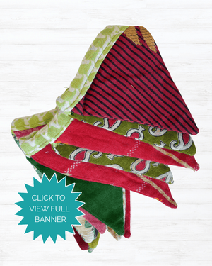 Mini Saree Triangle Banner | Christmas - Asha Project Kantha - Saree - Handmade