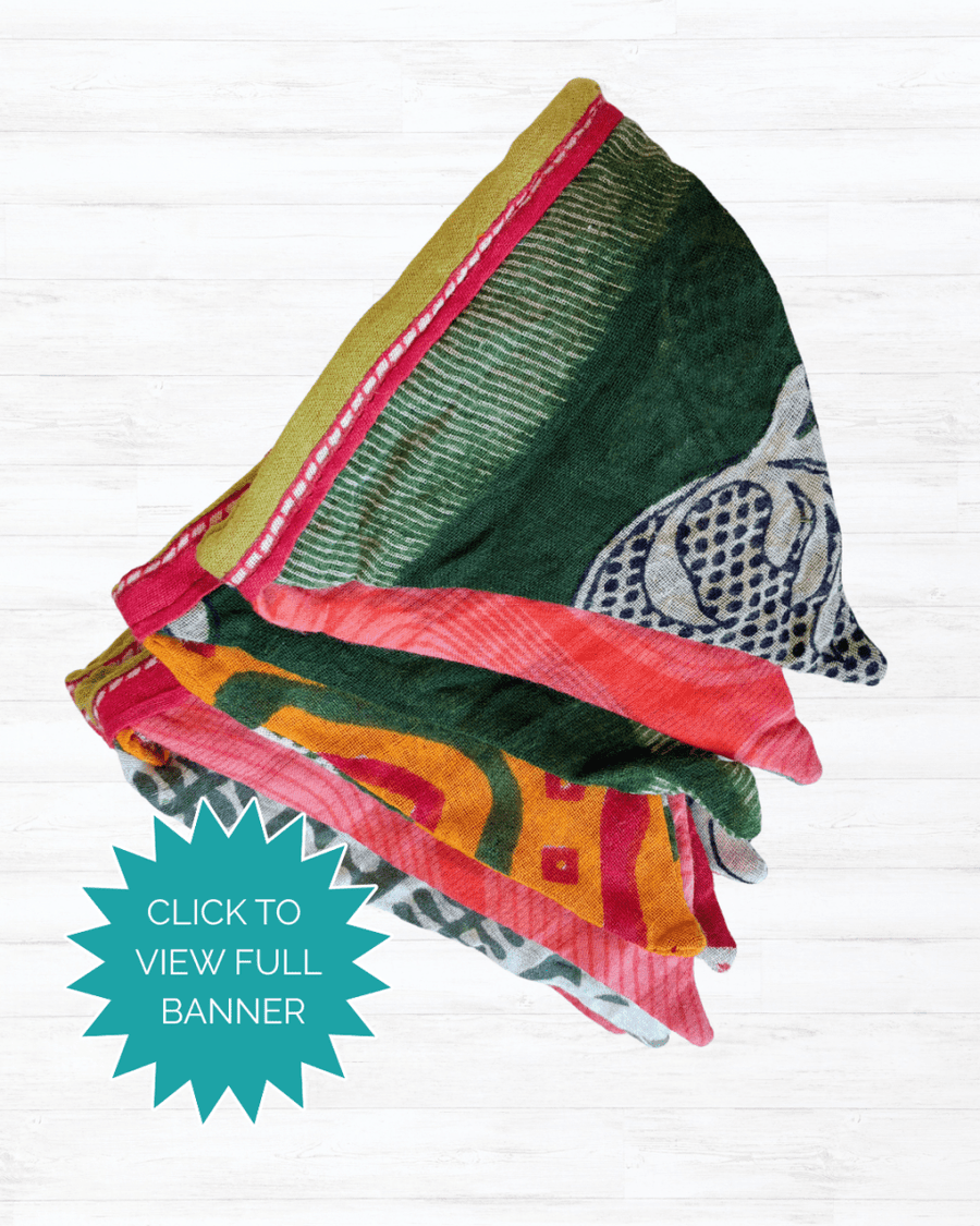 Mini Saree Triangle Banner | Christmas - Asha Project Kantha - Saree - Handmade