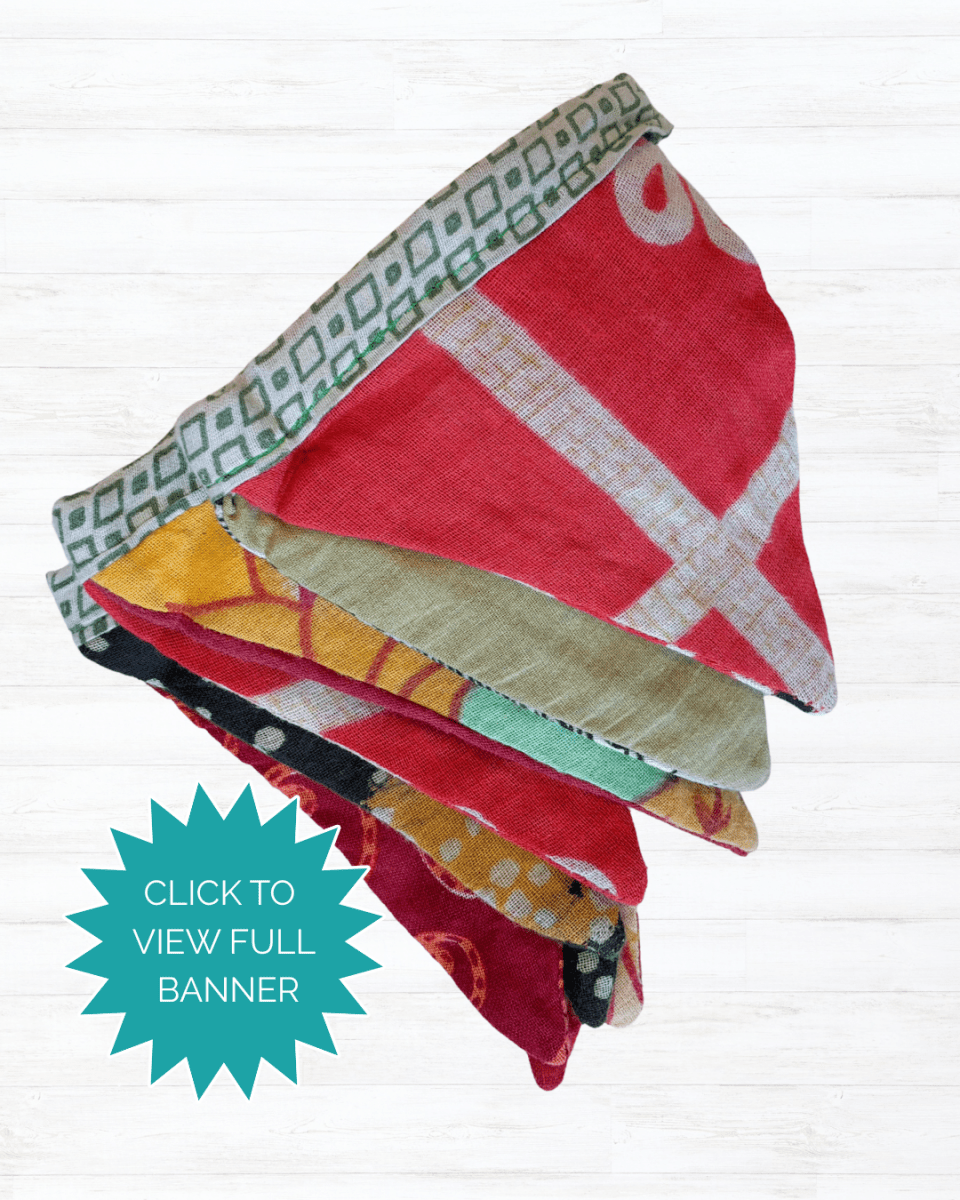 Mini Saree Triangle Banner | Christmas - Asha Project Kantha - Saree - Handmade