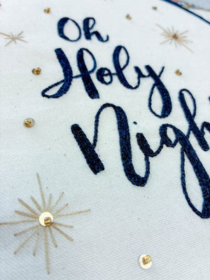 Oh Holy Night Embroidery Hoop - Asha Project Kantha - Saree - Handmade