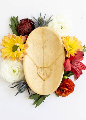 Open Heart Charm Necklace | Gold - Asha Project Kantha - Saree - Handmade