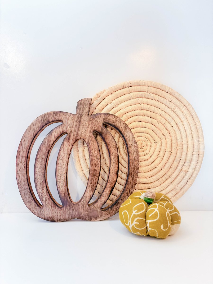 Pumpkin Trivet | Mango Wood - Asha Project Kantha - Saree - Handmade