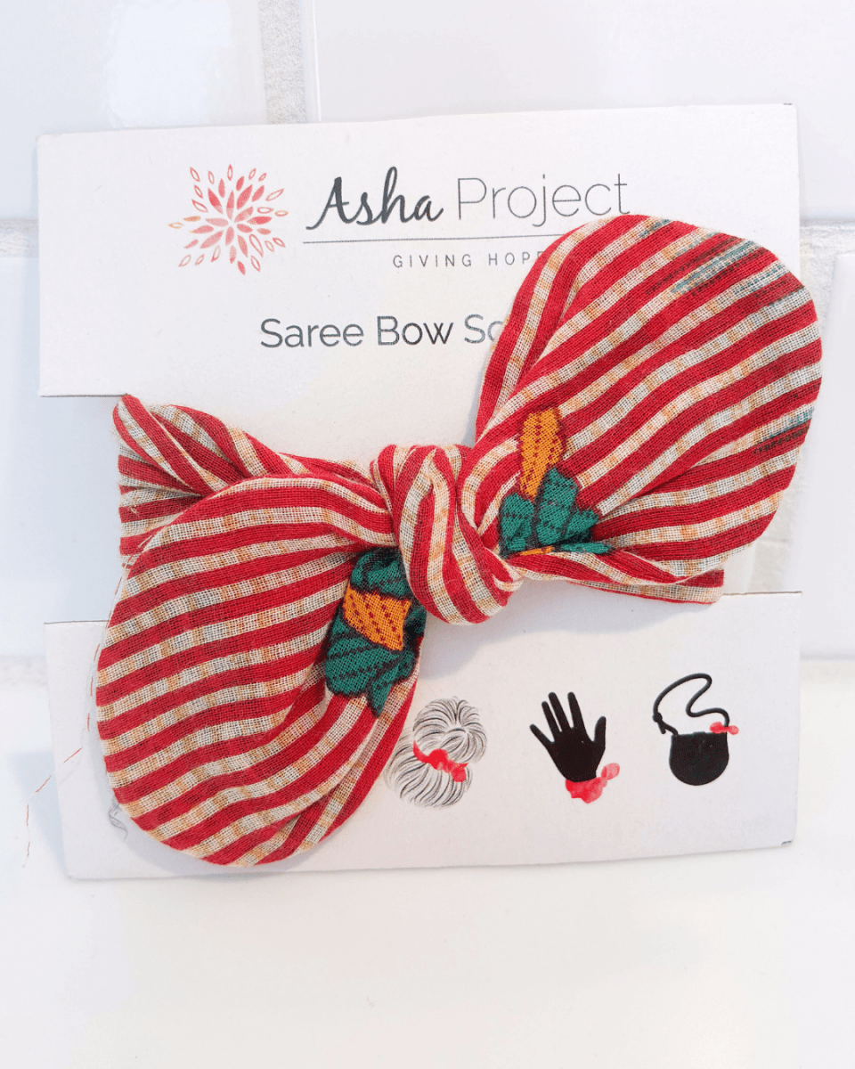 Saree Bow Hair Scarf - Asha Project Kantha - Saree - Handmade