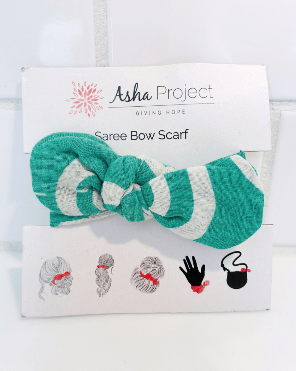Saree Bow Hair Scarf - Asha Project Kantha - Saree - Handmade