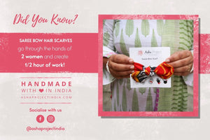 Saree Bow Hair Scarf - Asha Project Kantha - Saree - Handmade