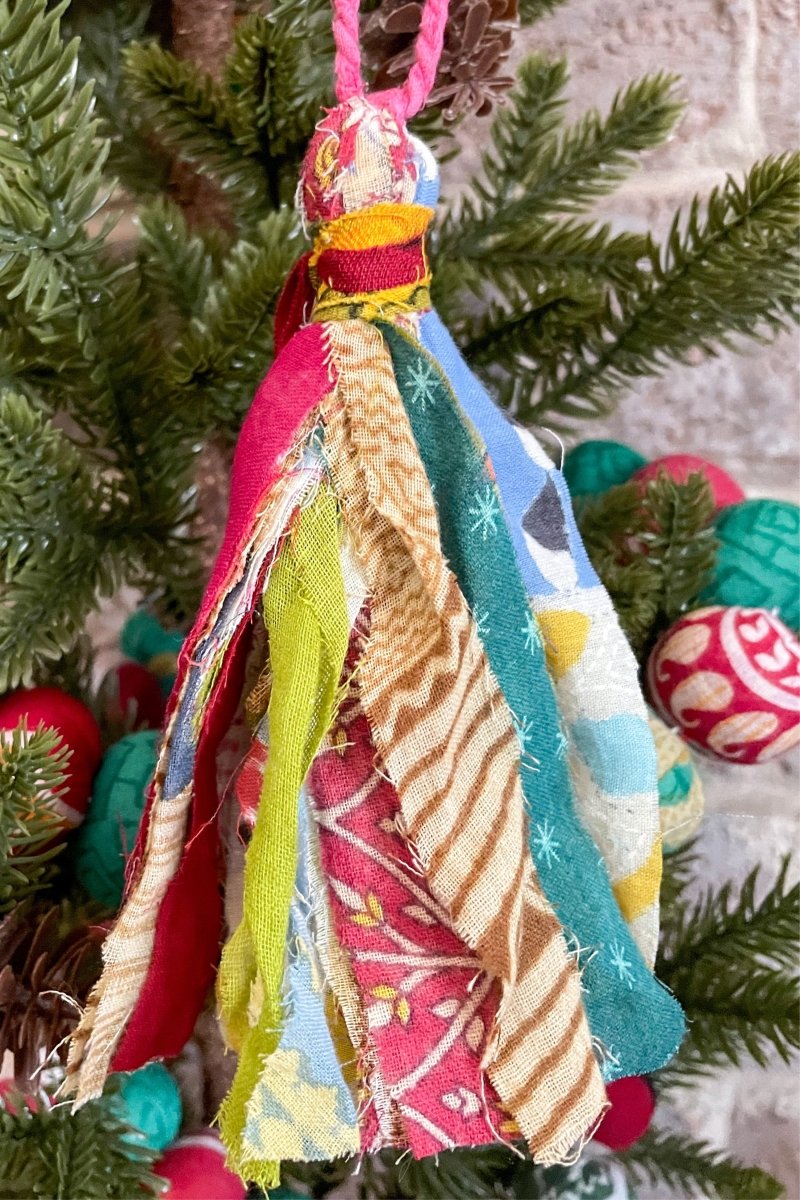 Saree Christmas Ornament | Tassel - Asha Project Kantha - Saree - Handmade