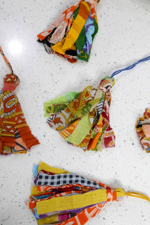 Saree Christmas Ornament | Tassel - Asha Project Kantha - Saree - Handmade