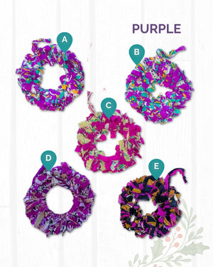 Saree Christmas Ornament | Wreath | Large - Asha Project Kantha - Saree - Handmade