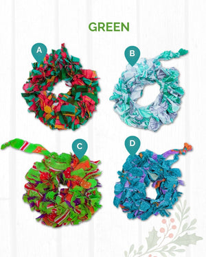 Saree Christmas Ornament | Wreath | Large - Asha Project Kantha - Saree - Handmade