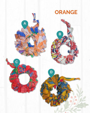 Saree Christmas Ornament | Wreath | Small - Asha Project Kantha - Saree - Handmade