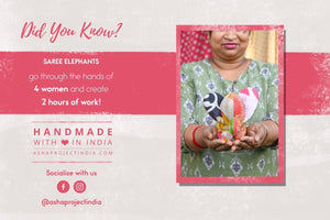 Saree Elephant - Asha Project Kantha - Saree - Handmade