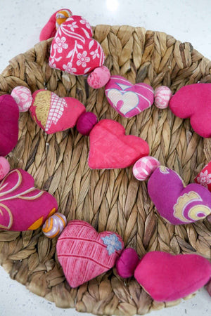 Saree Heart Garland - 4ft - Asha Project Kantha - Saree - Handmade