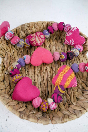 Saree Heart Garland - 5 ft - Asha Project Kantha - Saree - Handmade