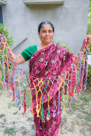 Saree Macrame Banner - Asha Project Kantha - Saree - Handmade