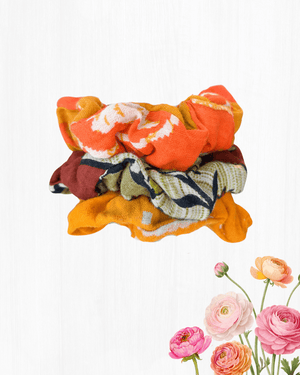 Saree Mini Scrunchie Set - Asha Project Kantha - Saree - Handmade