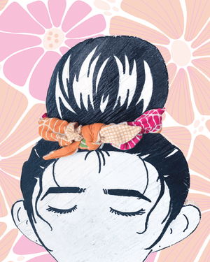 Saree Mini Scrunchie with Bow - Asha Project Kantha - Saree - Handmade