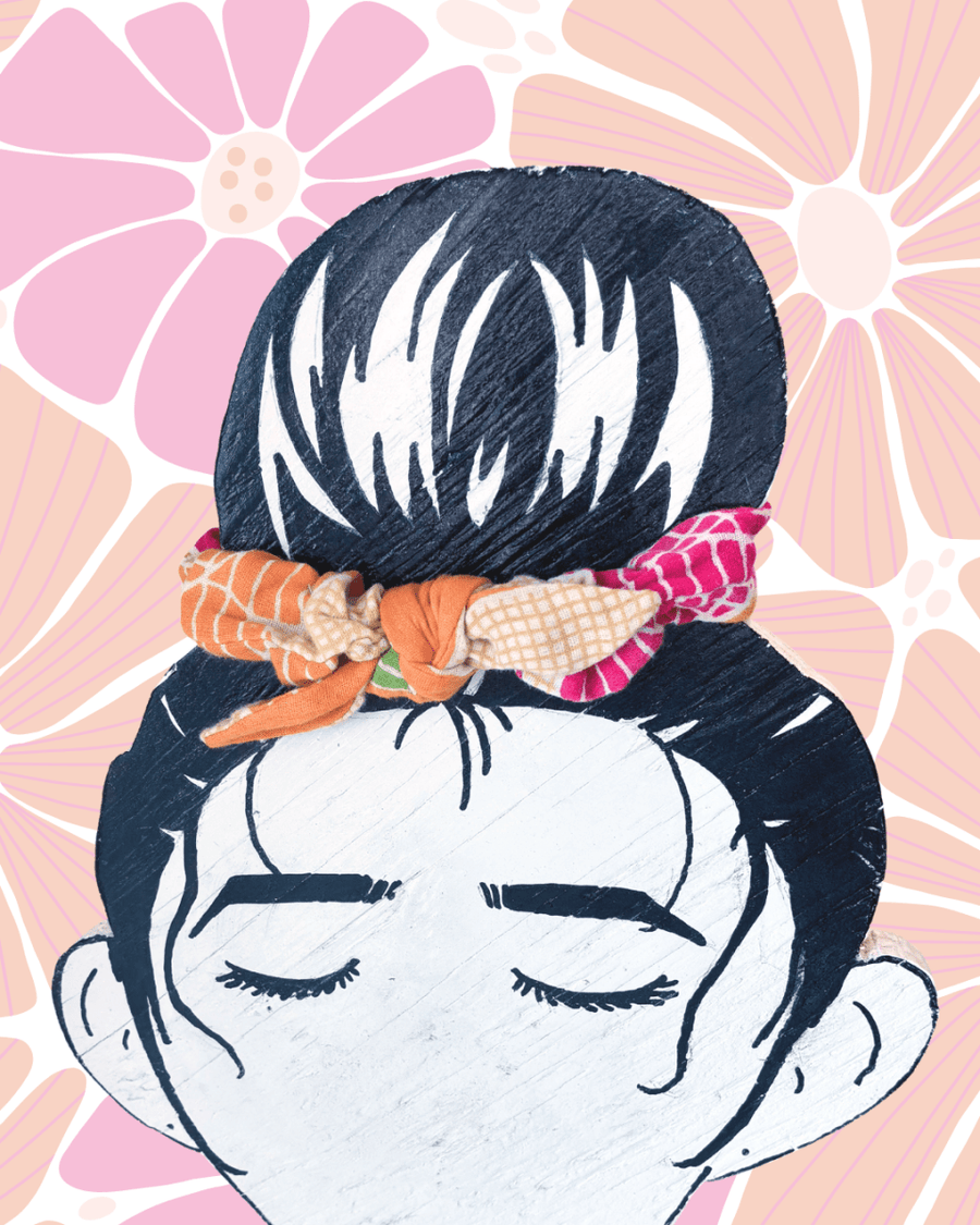 Saree Mini Scrunchie with Bow - Asha Project Kantha - Saree - Handmade