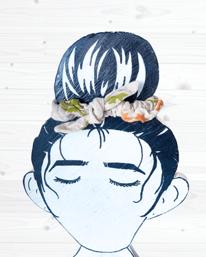 Saree Mini Scrunchie with Bow - Asha Project Kantha - Saree - Handmade