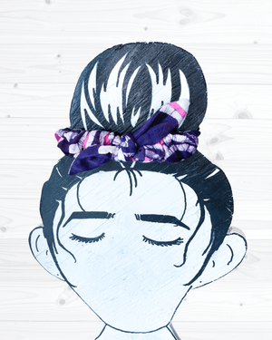 Saree Mini Scrunchie with Bow - Asha Project Kantha - Saree - Handmade