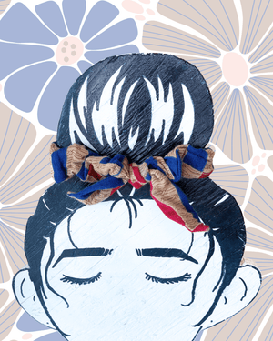 Saree Mini Scrunchie with Bow - Asha Project Kantha - Saree - Handmade