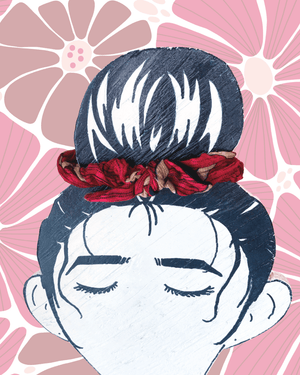 Saree Mini Scrunchie with Bow - Asha Project Kantha - Saree - Handmade