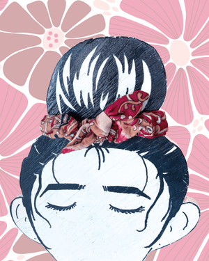 Saree Mini Scrunchie with Bow - Asha Project Kantha - Saree - Handmade