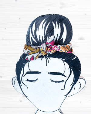 Saree Mini Scrunchie with Bow - Asha Project Kantha - Saree - Handmade