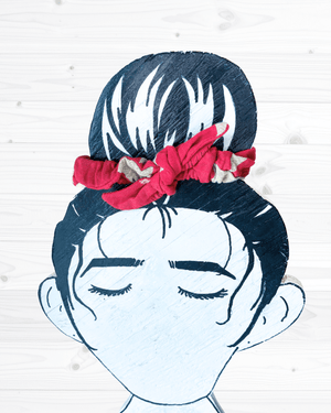 Saree Mini Scrunchie with Bow - Asha Project Kantha - Saree - Handmade