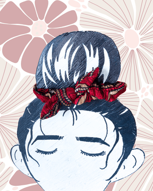 Saree Mini Scrunchie with Bow - Asha Project Kantha - Saree - Handmade