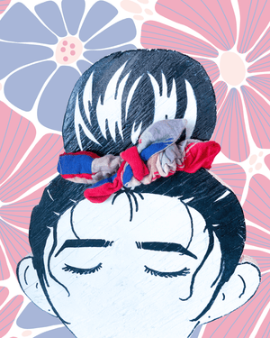 Saree Mini Scrunchie with Bow - Asha Project Kantha - Saree - Handmade