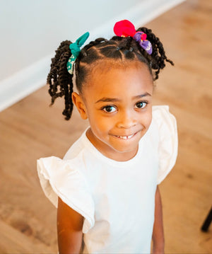 Saree Mini Scrunchie with Bow - Asha Project Kantha - Saree - Handmade