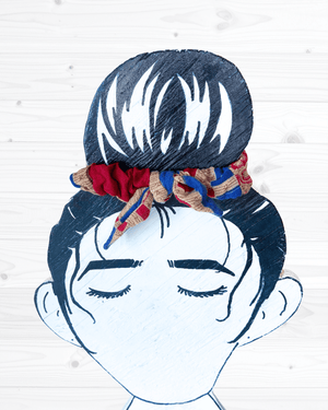 Saree Mini Scrunchie with Bow - Asha Project Kantha - Saree - Handmade