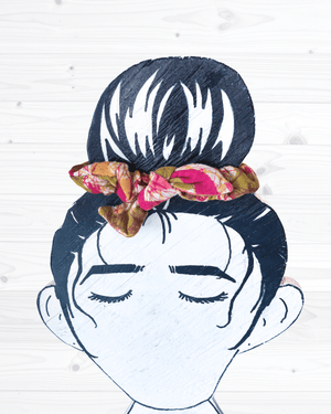 Saree Mini Scrunchie with Bow - Asha Project Kantha - Saree - Handmade